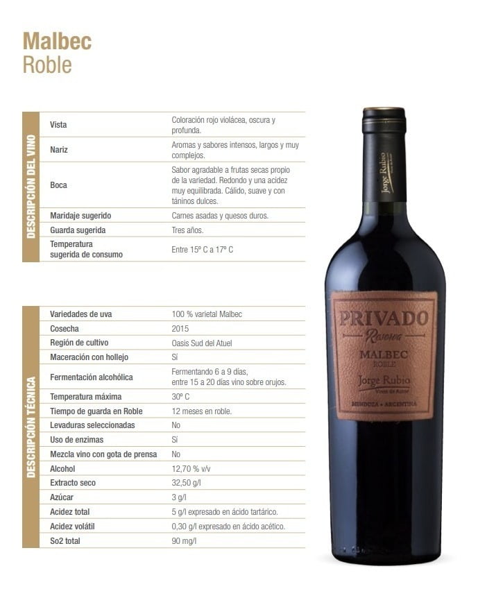 Vino PRIVADO Malbec 750ml - Imagen 3