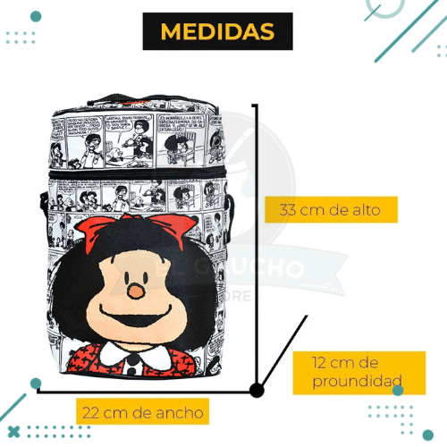 Kit Matero “Mafalda” Bolso+Yerbera(lata)+Azucarera(lata)+Mate+Bombilla - Imagen 2