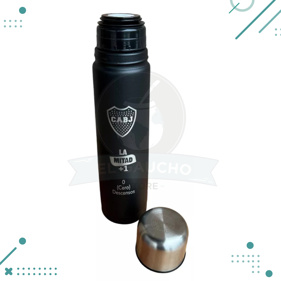 Set Matero Completo Grabado – Termo Acero, Yerb. Azuc. Mate y Bombilla (BOCA JUNIORS) (500ml) - Imagen 3