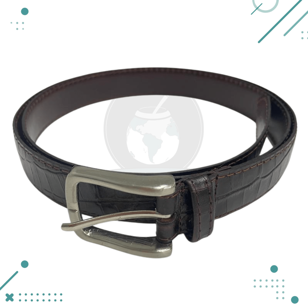 Cinturon Belt Cuero Color Marron Oscuro Genuino 100% Artesanal, Modelo 4